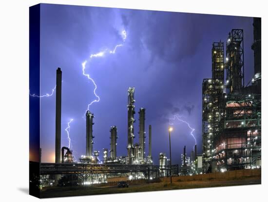 Lightning During Thunderstorm Above Petrochemical Industry in the Antwerp Harbour, Belgium-Philippe Clement-Premier Image Canvas