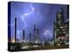 Lightning During Thunderstorm Above Petrochemical Industry in the Antwerp Harbour, Belgium-Philippe Clement-Premier Image Canvas