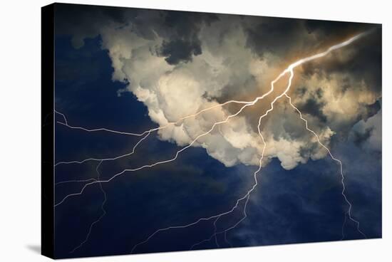 Lightning on Clouds Sky.-Andrew003-Stretched Canvas