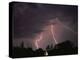 Lightning Over Floodlit Building, Pusztaszer, Hungary-Bence Mate-Premier Image Canvas