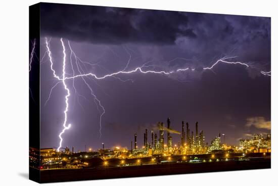 Lightning strike over large coal processing plant, South Africa-Paul Williams-Premier Image Canvas