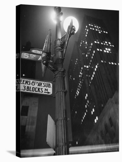 Lights in Skyscrapers at Rockefeller Center Being Dimmed to Conserve Energy During WWII-William C^ Shrout-Premier Image Canvas