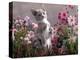 Lilac-And-White Burmese-Cross Kitten Standing on Rear Legs Among Pink Chrysanthemums and Heather-Jane Burton-Premier Image Canvas