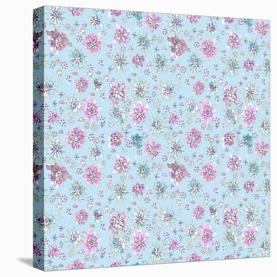 Lilac Flowers on Sky Blue-Effie Zafiropoulou-Premier Image Canvas