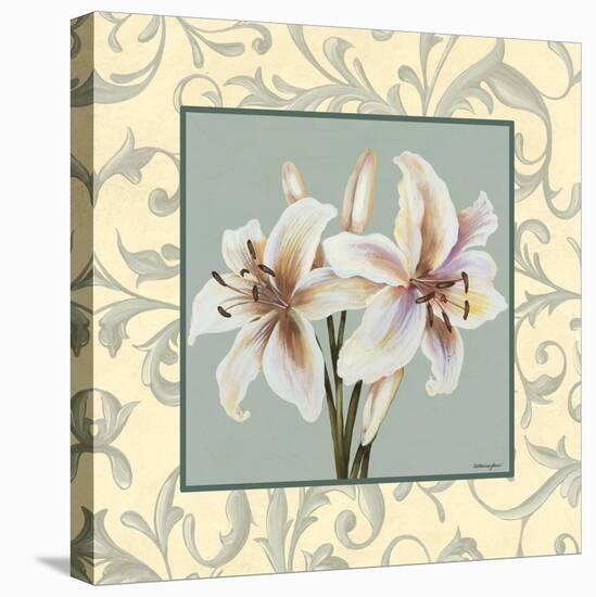 Lillies With Scroll-Catherine Jones-Stretched Canvas