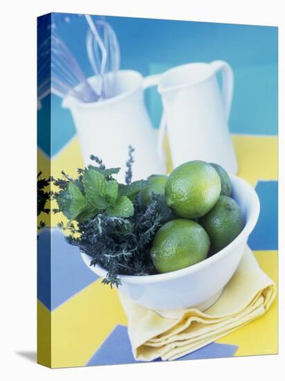 Limes, Mint and Thyme in a Bowl-Linda Burgess-Premier Image Canvas