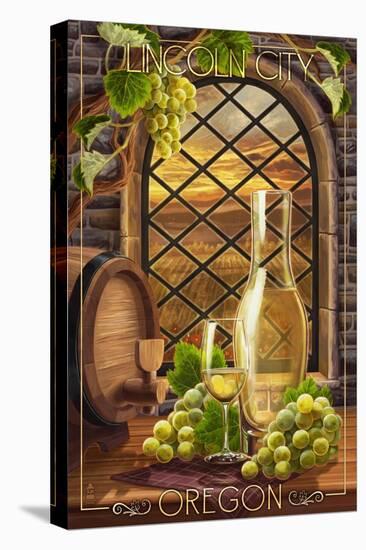 Lincoln City, Oregon - Chardonnay-Lantern Press-Stretched Canvas