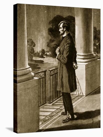 Lincoln Looks Out from the White House (Litho)-American-Premier Image Canvas