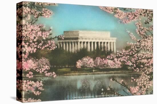 Lincoln Memorial Through Cherry Blossoms-null-Stretched Canvas