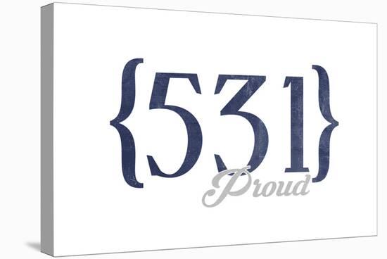 Lincoln, Nebraska - 531 Area Code (Blue)-Lantern Press-Stretched Canvas