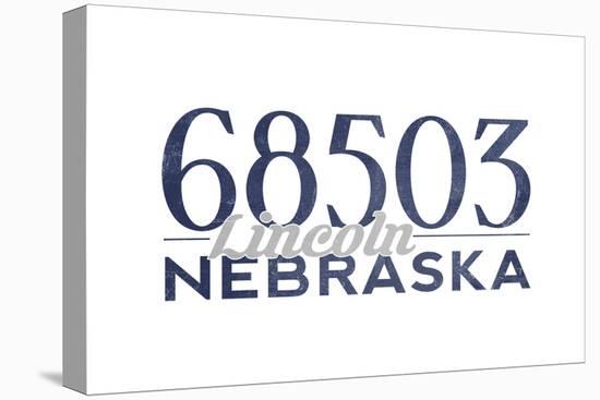 Lincoln, Nebraska - 68503 Zip Code (Blue)-Lantern Press-Stretched Canvas