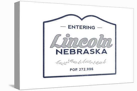 Lincoln, Nebraska - Now Entering (Blue)-Lantern Press-Stretched Canvas