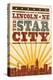 Lincoln, Nebraska - Skyline and Sunburst Screenprint Style-Lantern Press-Stretched Canvas