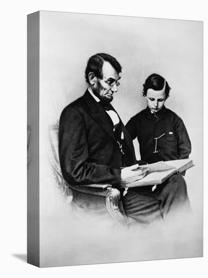 Lincoln Reading to His Son-Science Source-Premier Image Canvas
