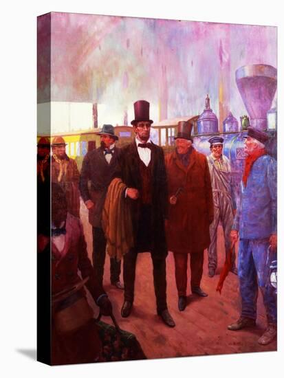 Lincoln Visiting by Railroad-Herbert Stitt-Premier Image Canvas