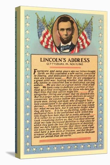 Lincoln with Text of Gettysburg Address-null-Stretched Canvas