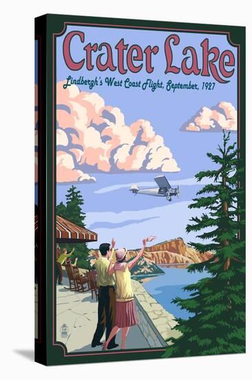 Lindbergh's West Coast Flight, Crater Lake, Oregon, c.1927-Lantern Press-Stretched Canvas