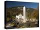 Linderhof Castle with Fountain in Pond and Alps Behind, Bavaria, Germany, Europe-Richard Nebesky-Premier Image Canvas