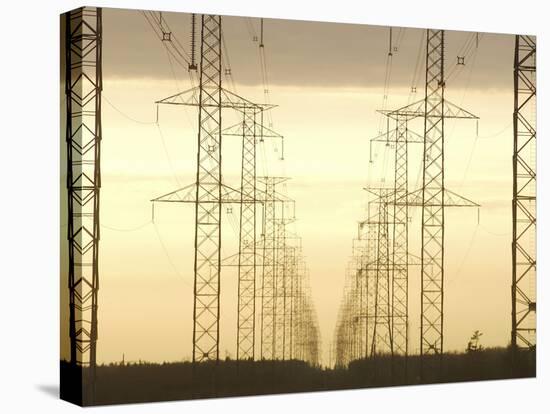 Line of High Tension Electrical Towers at Dusk-null-Premier Image Canvas