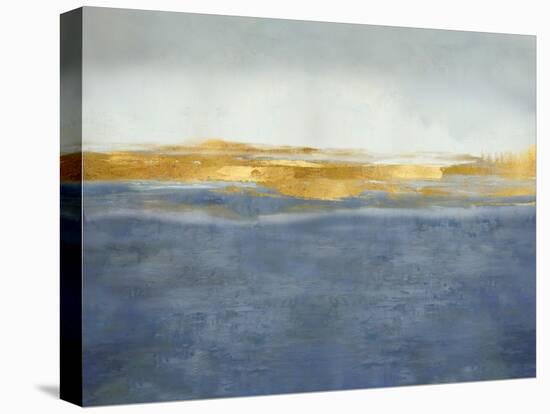 Linear Gold on Blue-Jake Messina-Stretched Canvas