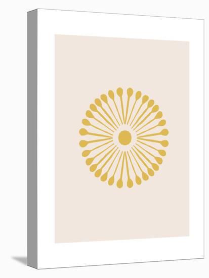 Linocut Floral Mandala in Gold-null-Stretched Canvas