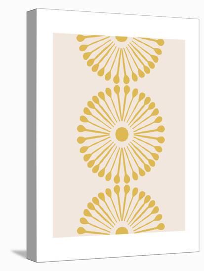 Linocut Mandala Flowers Gold-null-Stretched Canvas