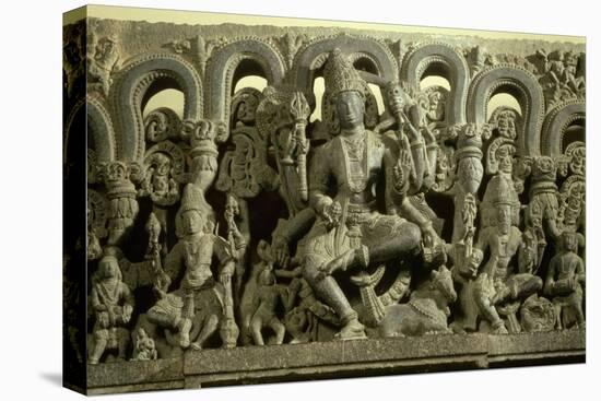 Lintel Depicting the Trinity: Siva, Brahma and Vishnu, Warangal, Kakatiya-null-Premier Image Canvas