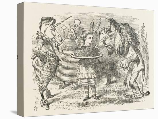 Lion and Unicorn Alice with the Lion and the Unicorn, and a Plum Cake-John Tenniel-Premier Image Canvas