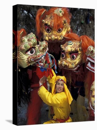 Lion Dance Celebrating Chinese New Year, Beijing, China-Keren Su-Premier Image Canvas