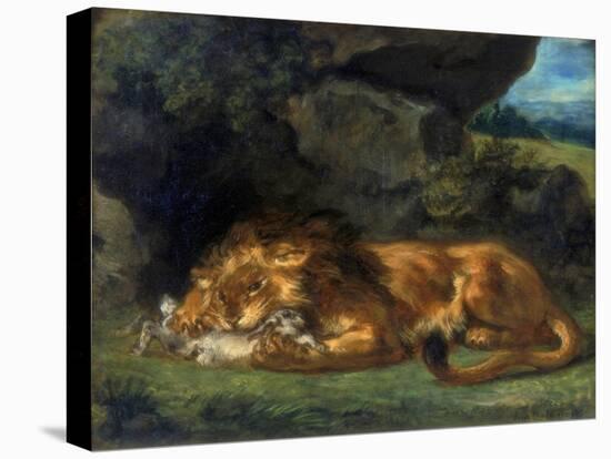 Lion Devouring a Rabbit, 19th Century-Eugene Delacroix-Premier Image Canvas