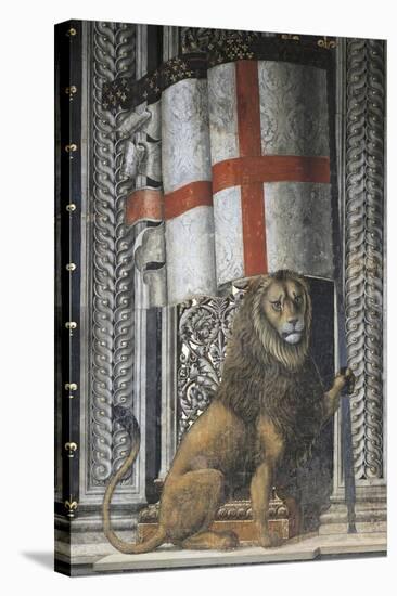 Lion Holding Up Coat of Arms-null-Premier Image Canvas