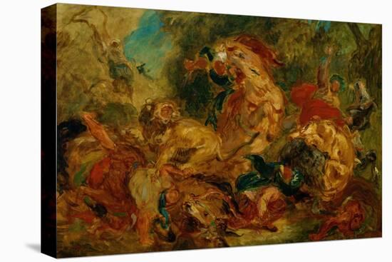 Lion Hunt-Eugene Delacroix-Premier Image Canvas