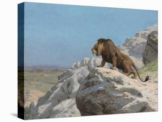 Lion on the Watch, by Jean-Leon Gerome, 1824-1904, French painting,-Jean-Leon Gerome-Stretched Canvas