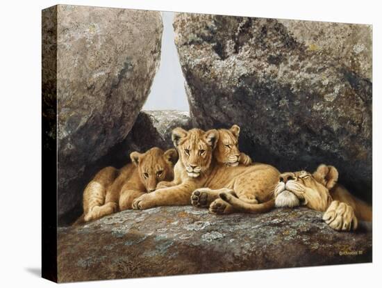 Lioness with Cubs-Harro Maass-Premier Image Canvas