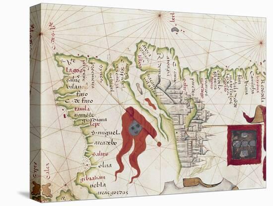 Lisbon and Tagus River Estuary from Atlas by Diego Homen, 1563-null-Premier Image Canvas