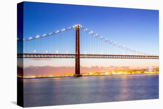 Lisbon Cityscape and the 25 De Abril Bridge, Portugal-vichie81-Premier Image Canvas