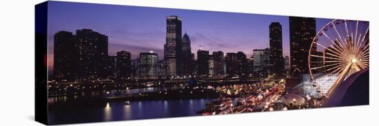 Lit Up Ferris Wheel at Dusk, Navy Pier, Chicago, Illinois, USA-null-Premier Image Canvas