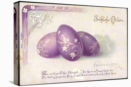 Litho Glückwunsch Ostern,Lila Bemalte Ostereier,Gedicht-null-Premier Image Canvas