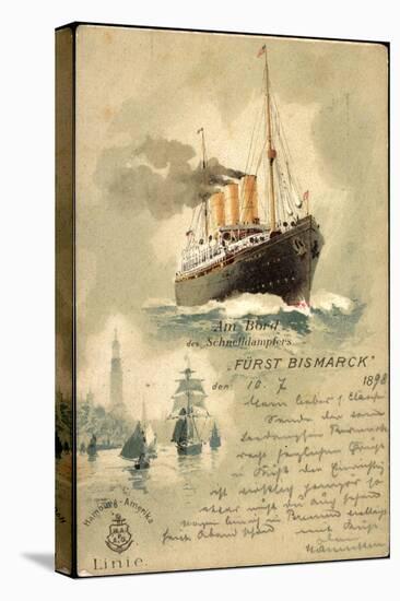 Litho Schnelldampfer Fürst Bismarck, Hapag, 1898-null-Premier Image Canvas