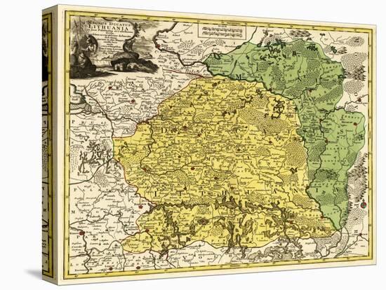 Lithuania - Panoramic Map-Lantern Press-Stretched Canvas