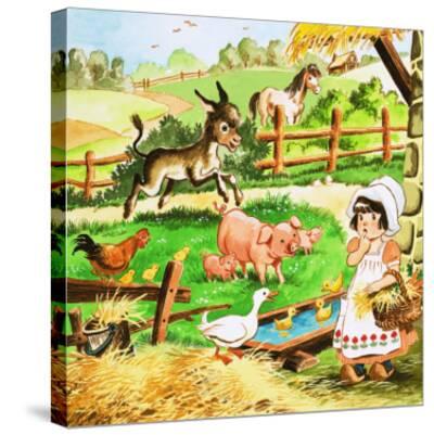 'Little Girl at the Farm' Giclee Print - English School | Art.com