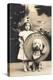 Little Girl Clown with Drum and Dog-null-Stretched Canvas