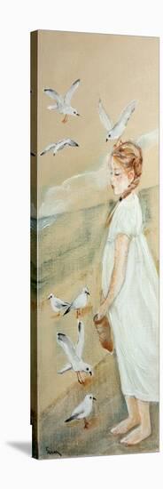 Little Girl Feeding Seagulls, 2016-Susan Adams-Premier Image Canvas