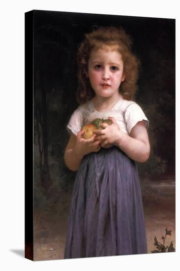Little Girl Holding Apples in Her Hands-William Adolphe Bouguereau-Stretched Canvas