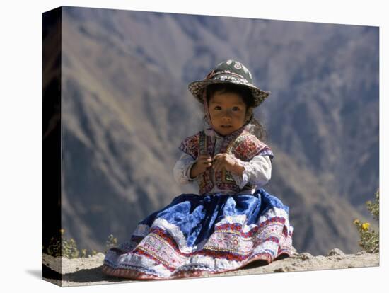 Little Girl in Traditional Dress, Colca Canyon, Peru, South America-Jane Sweeney-Premier Image Canvas