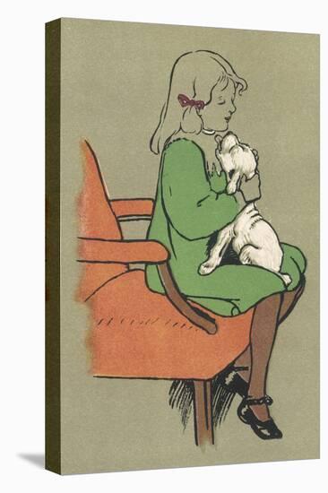 Little Girl is Licked Under the Chin by Her Affectionate White Puppy-Cecil Aldin-Premier Image Canvas