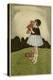 Little Girl on a Hillside with Her Doll-null-Stretched Canvas