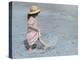 Little Girl Playing in Water on Beach-Nora Hernandez-Premier Image Canvas