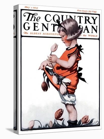 "Little Girl Playing with Flowers," Country Gentleman Cover, May 2, 1925-Sarah Stilwell Weber-Premier Image Canvas