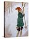 Little Girl Skiing, 1897 watercolor on paper-Carl Larsson-Premier Image Canvas